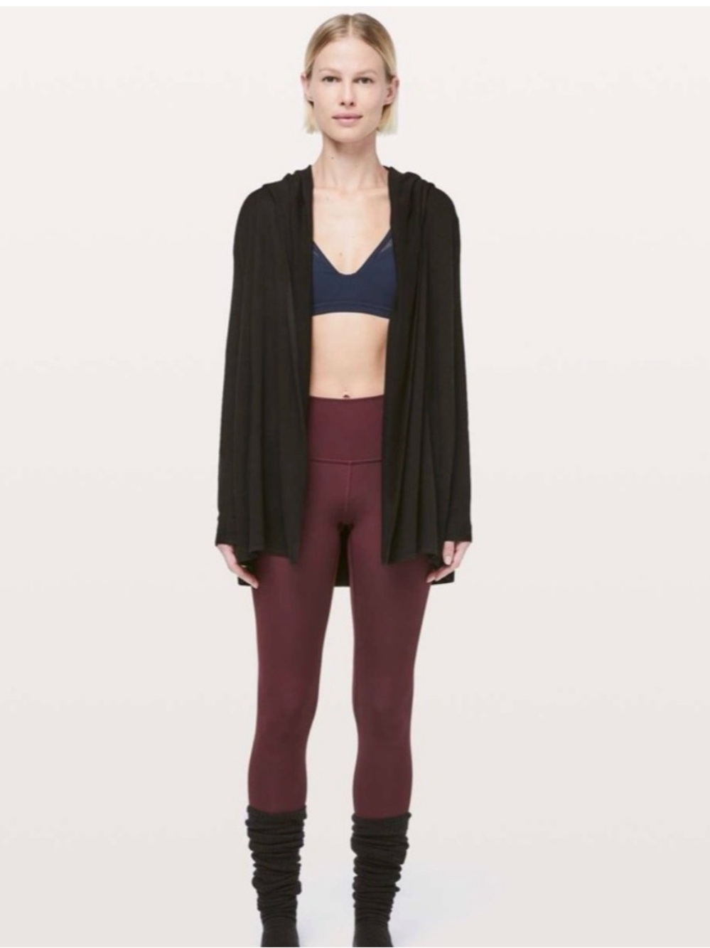 Lululemon sundown sweater wrap black hooded size 4